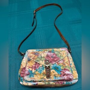 Patricia Nash Floral Crossbody Bag - Blue and Brown